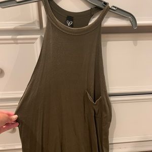 High neck with wide arm holes green tank